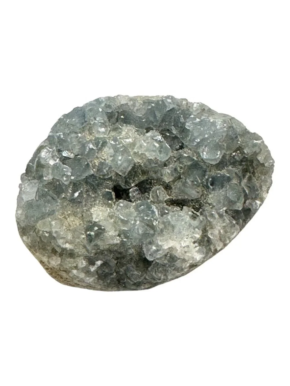 Natural Blue Celestite Geode Cluster On Display Stand - 2.5 Inches Long